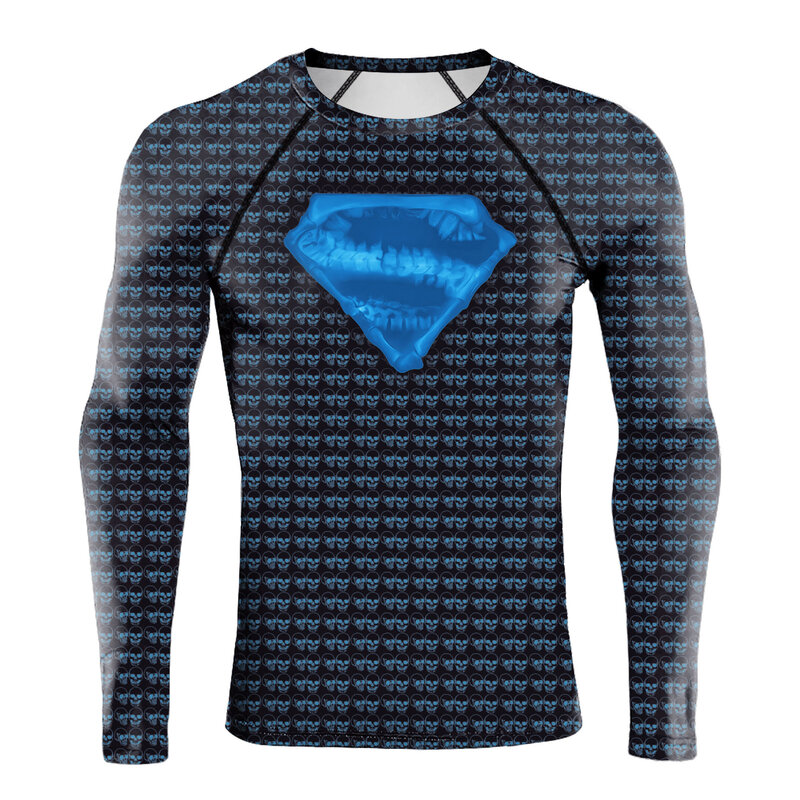 Superman Compression Tee Shirt With Skull Pattern