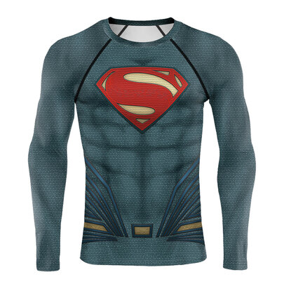 Men's Long Sleeve Superman Fitness Compression Shirt