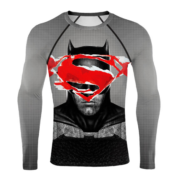 Men's batman superman Cosplay Compression Sports Fitness Shirt Quick-Drying Running Tee