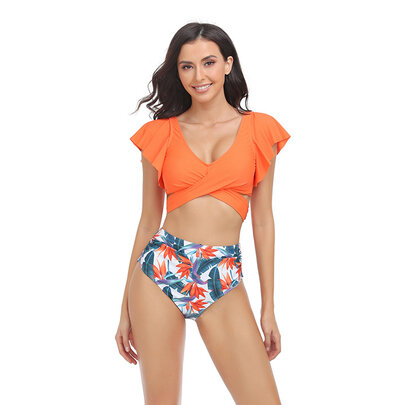 High waisted swimsuit bottoms provide moderate coverage and perfect tummy control