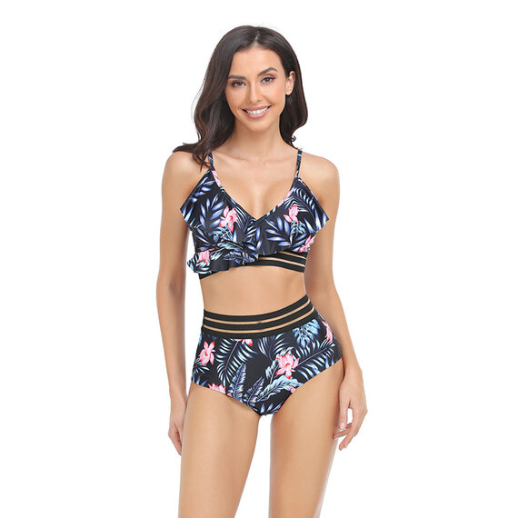 high waist bikini set ruffled