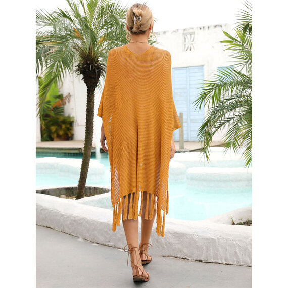 Women Swimsuits Cover Ups Crochet Bathing Suit Tassel Bikini Coverup Beach Swimwear