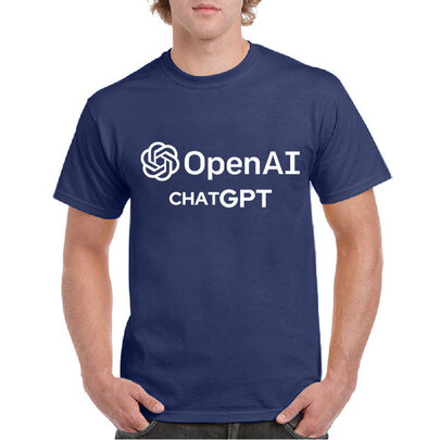 Navy Blue openai logo chatgpt graphic tee shirt for AI Fans