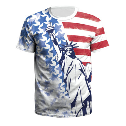 3D USA Statue of Liberty T shirt Men Creative Short Sleeve print tee