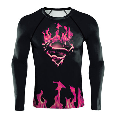 Long sleeve superman logo 3d graphic tee shirt for gym