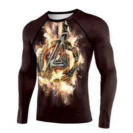 long sleeve marvel avenger logo 3d graphic tee for running