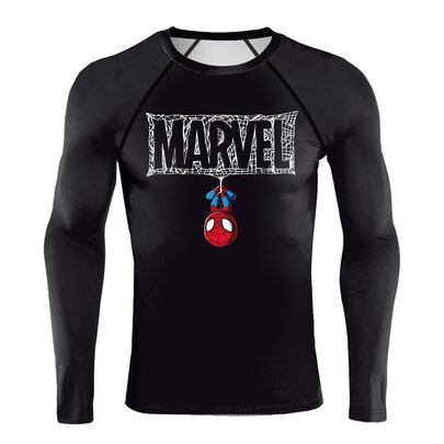 Long Sleeve Marvel Superhero Spider Man Workout Tee Athletic Fitness Shirt Gym Tops