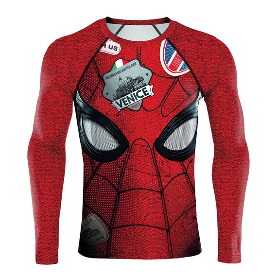 long sleeve superhero series spiderman gym tee shirt crewneck graphic top