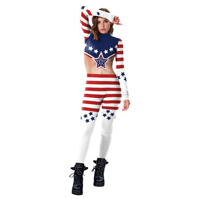 Star stripes flag Printed Patriotic Day jumpsuit