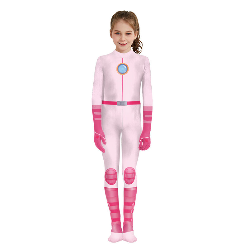 Super Mario Bros Princess Peach Jumpsuit Costume Pink - PKAWAY