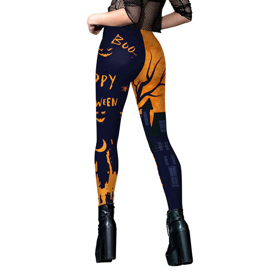 Ladies Leggings Halloween Pant Pumpkin Print Spooky cosplay yoga tight