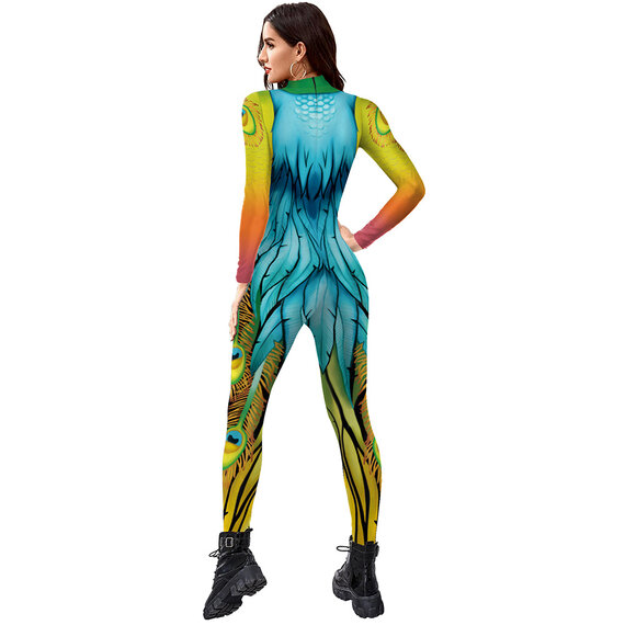 animal Peacock series 3d print jumpsuit for ladies