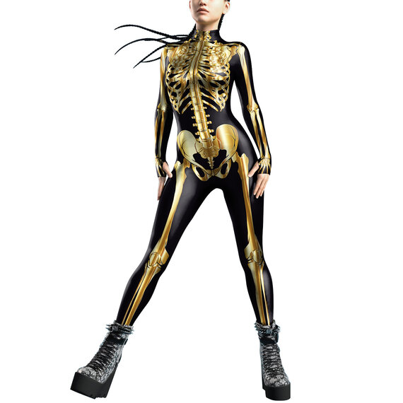 Skeleton Costume Jumpsuit for Halloween