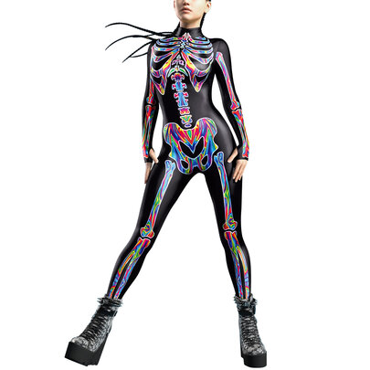 The jumpsuit costume is made of high-quality polyester and spandex and based on top printing technology.