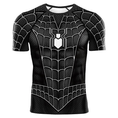 short sleeve black spider man cosplay tee