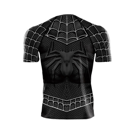 3d print tee shirt spider man black compression gym shirt