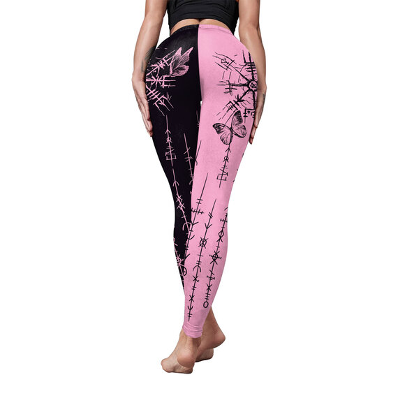 pink and black yoga workout legging for ladies