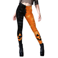 Soft Halloween Pumpkin Head Stripes Print Legging for Sportwear Fitness Running comfortable to wear
