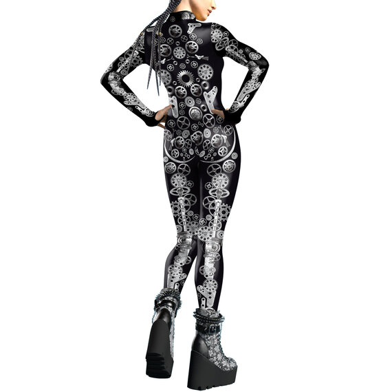 Punk Fashion Clock Gear Jumpsuit For Ladies