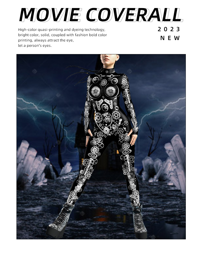 Punk Clock Gear Cosplay Jumpsuit For Women