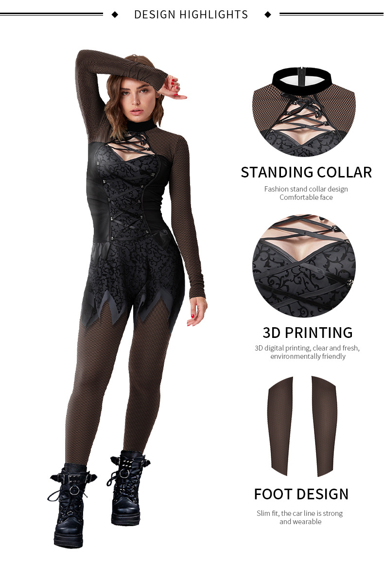 cool witch halloween jumpsuit - role play costume - product design detail
