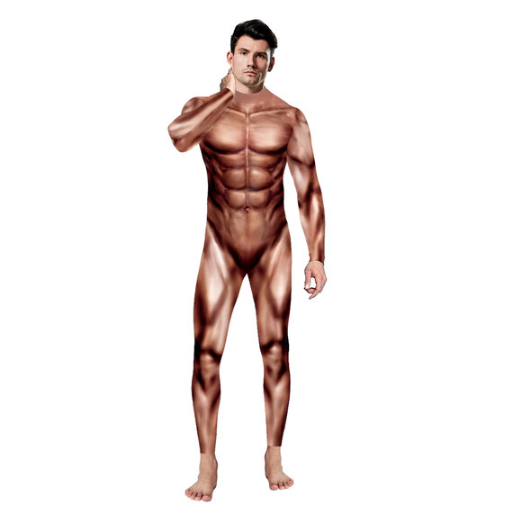 long sleeve zip closure muscle 3d print costume for halloween parties