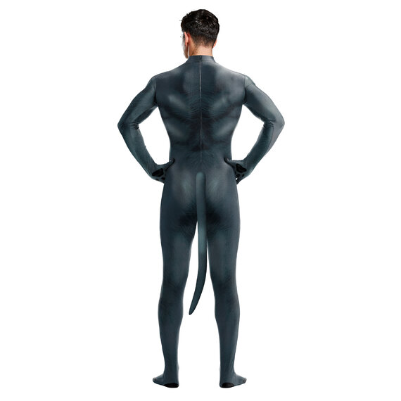 Halloween Zentai Long Sleeve Cosplay Costumes Spandex Catsuit Bodysuit - grey dog