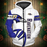 National Football League Baltimore Ravens Team Log Printed Hoodie - Raven Nation