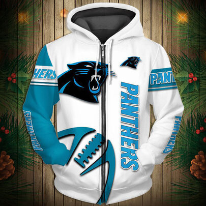 National Football League Carolina Panthers Team Log Printed Hoodie