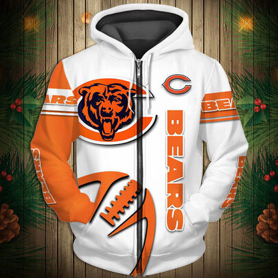 National Football League Chicago Bears Team Log Printed Hoodie