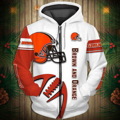 National Football League Cleveland Browns Team Log Printed Hoodie