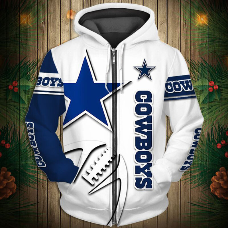 Dallas cowboys full zip hoodie sweatshirt hotsell
