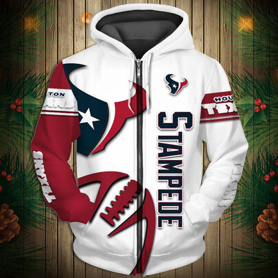 National Football League Houston Texans Stampede Team Log Printed Hoodie