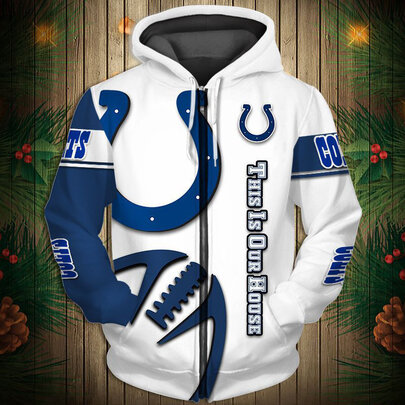 National Football League Indianapolis Colts Team Log Printed Hoodie - This Is Our House