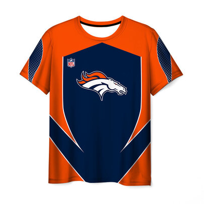 Crewneck Denver Broncos 3D Graphic Short Sleeve Sport Shirt