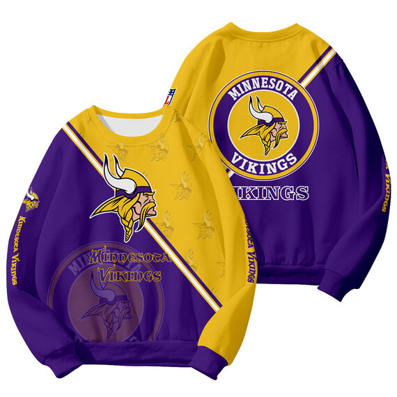 Cool Minnesota Vikings 3D Graphic Long Sleeve Shirt