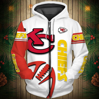 National Football League Kansas City Chiefs Team Log Printed Hoodie