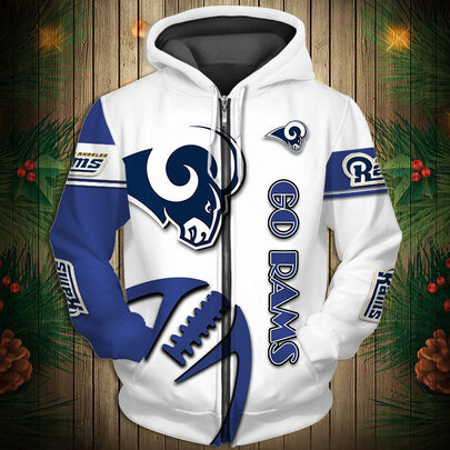 National Football League Los Angeles Rams Go Rams Team Log Printed Hoodie