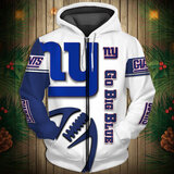 National Football League New York Giants Team Log Printed Hoodie - Go Big Blue