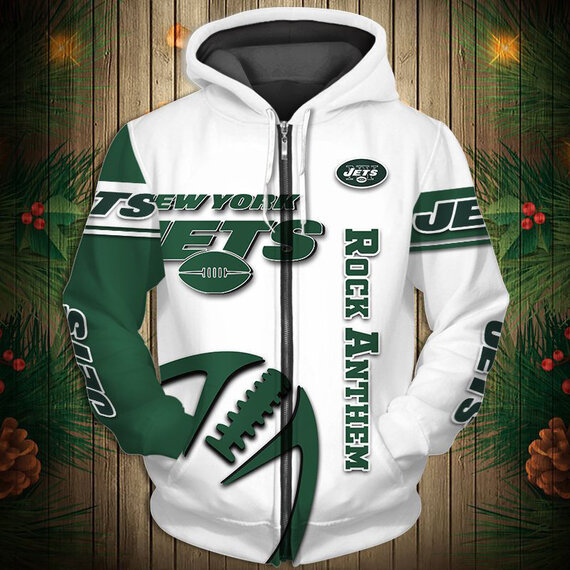 National Football League New York Jets Team Log Printed Hoodie - Rock Anthem