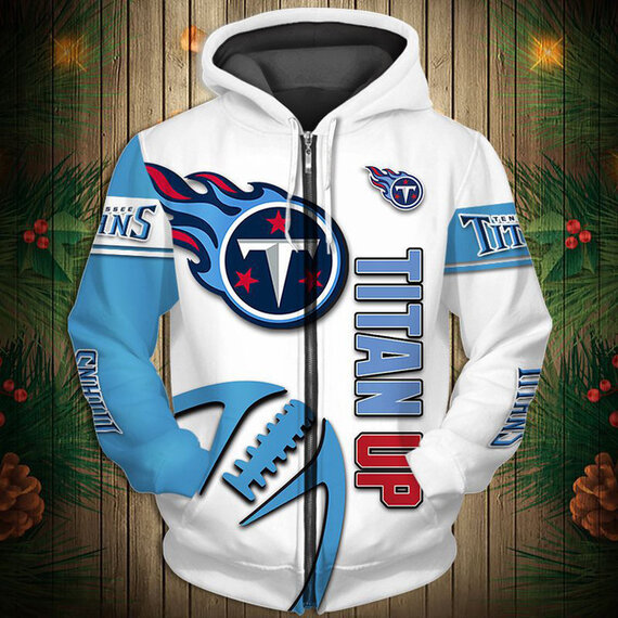 National Football League Tennessee Titans Team Log Printed Hoodie - Titan UP