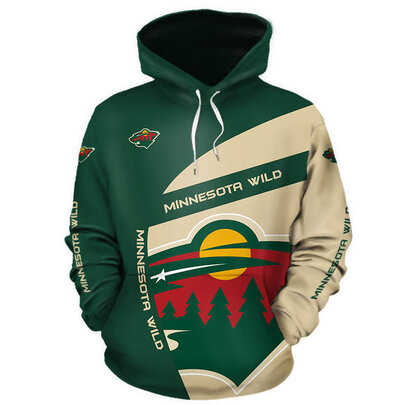 Cool Minnesota_Wild 3D Graphic Hoodie hooded with drawstring
