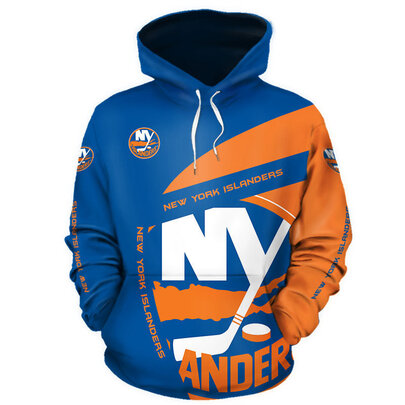 Cool New_York_Islanders 3D Graphic Hoodie hooded with drawstring