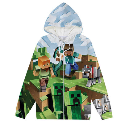 Minecraft Character Collage Adult zip up Hoodie