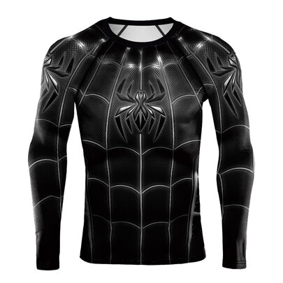 Men's Black Spider Animal 3D Printed T-Shirt Casual Long Sleeve Shirt 