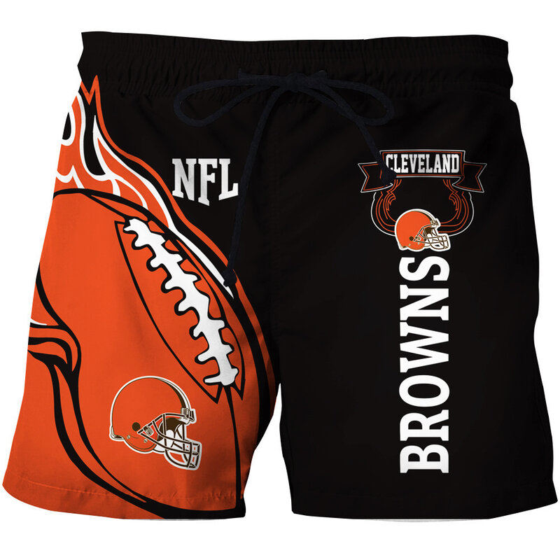 Fashion Cleveland Browns NFL Logo Team Workout Training Shorts