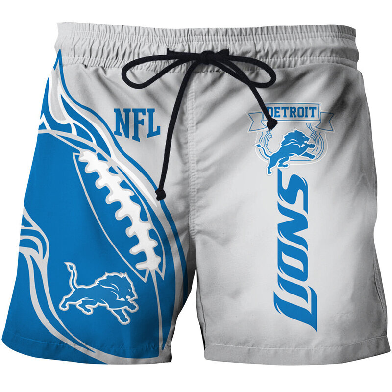 Fashion Detroit Lions NFL Logo Team Workout Training Shorts