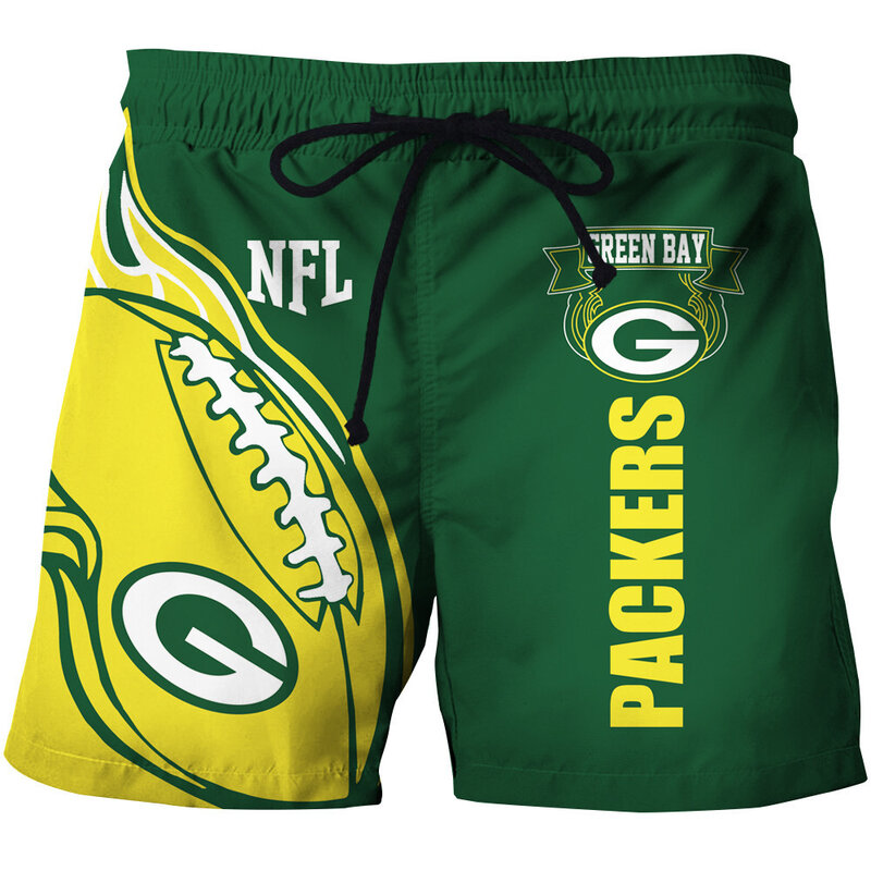 Fashion Green Bay Packer NFL Logo Team Workout Training Shorts