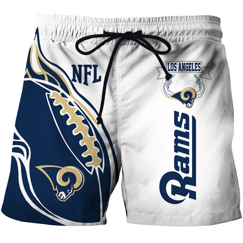 Fashion Los Angeles Rams Beach NFL Logo Team Workout Training Shorts