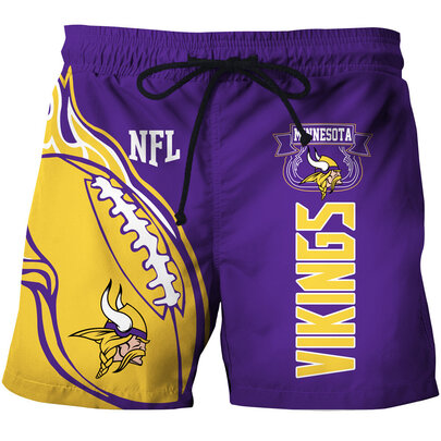 Fashion Minnesota Vikings NFL Logo Team Workout Training Shorts